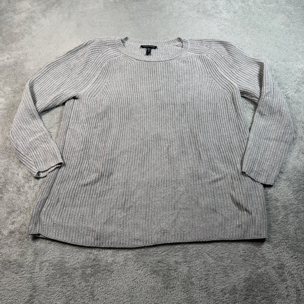 Eileen Fisher Knit Pullover Womens XXS Gray Cotton Tencel Blend
